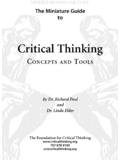 The Miniature Guide to Critical Thinking: Concepts &amp; Tools
