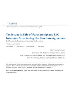 Tax Issues in Sale of Partnership and LLC Interests ...