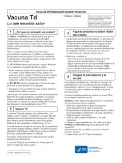 HOA DE INFORMACIN SOBRE VACUNAS Vacuna Td
