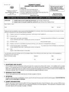 Pennsylvania Exemption Certificate (REV-1220)