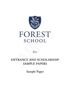 FOREST SCHOOL ENTRANCE EXAMINATION You are advised …