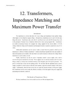 12. Transformers, Impedance Matching and Maximum Power ...
