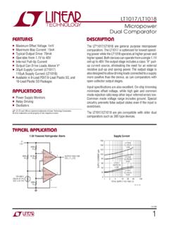LT1017/LT1018 - Micropower Dual Comparator - Analog …