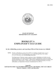 BOOKLET A EMPLOYER’S TAX GUIDE - files.hawaii.gov