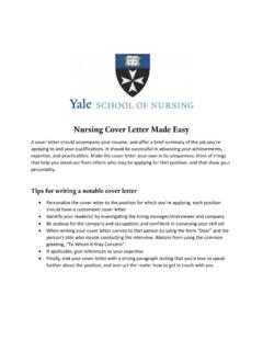 Nursing Cover Letter Made Easy - Yale School of Nursing
