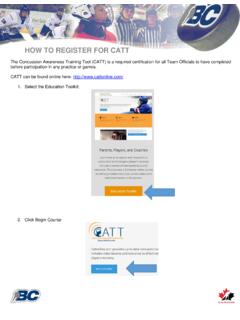 HOW TO REGISTER FOR CATT - BC Hockey