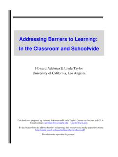 Addressing Barriers to Learning: In the Classroom and ...