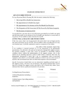 STATE OF CONNECTICUT ADVANCE DIRECTIVES OF