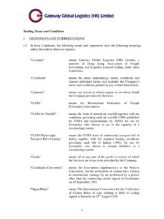 Trading Terms and Conditions - gatewaylogistics.com