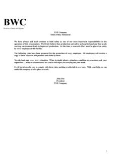 XYZ Company Safety Policy Statement - OhioBWC