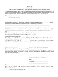 FORM 26 APPLICATION FOR THE ISSUE O F DUPLICATE ...