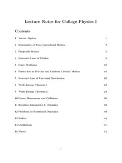 Lecture Notes for College Physics I - Academics