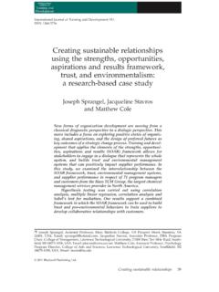 Creating sustainable relationships using the …