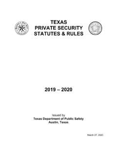 TEXAS PRIVATE SECURITY STATUTES &amp; RULES