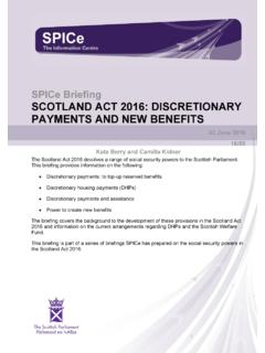 Scotland act 2016: Discretionary Payments and …