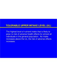 TOLERABLE UPPER INTAKE LEVEL (UL) - National Institutes …