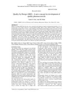 Quality by Design (Q bD) : A new concept for …
