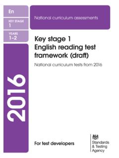 YEARS Key stage 1 English reading test framework …