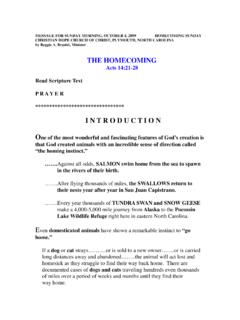THE HOMECOMING Homecoming Sermon 2009