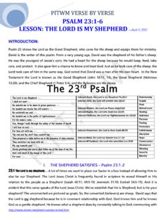 PSALM 23:1-6 LESSON: THE LORD IS MY SHEPHERD - PITWM