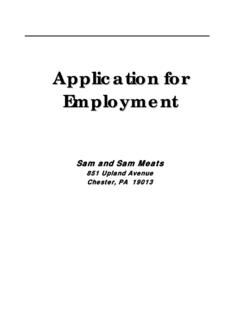 Application for Employment - Sam and Sam Meats