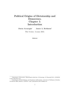 Political Origins of Dictatorship and Democracy. Chapter 1 ...
