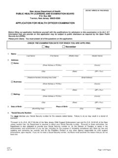 APPLICATION FOR HEALTH OFFICER EXAMINATION