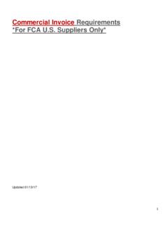Commercial Invoice Requirements *For FCA U.S. Suppliers …