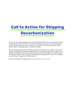 Call to Action for Shipping Decarbonization