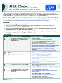 COVID-19 Vaccine-Patient Safety Checklist for Vaccination …