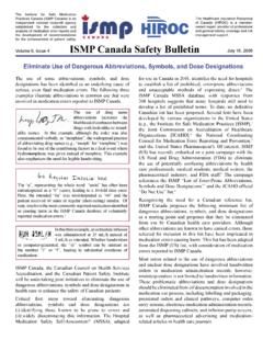 ISMP Canada Safety Bulletin