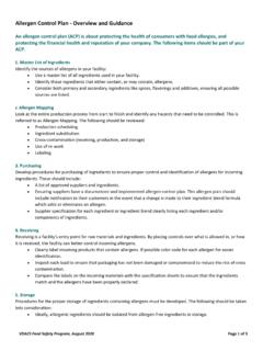 Allergen Control Plan - Overview and Guidance