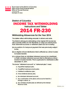 District of Columbia INCOME TAX WITHHOLDING 2014 FR-230
