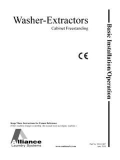 Installation/Operation Supplement for Washer-Extractor