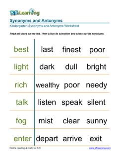 Synonyms and Antonyms - K5 Learning