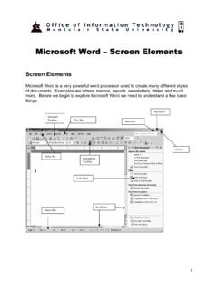 Microsoft Word Screen Elements - Montclair State University