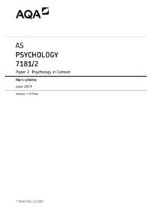 Mark scheme (AS) : Paper 2 Psychology in context - June 2019