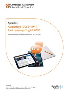 Syllabus Cambridge IGCSE&#174; (9 1) First Language English 0990
