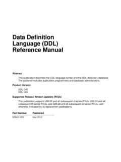 Data Definition Language (DDL) Reference Manual