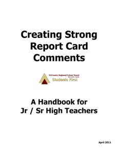 Creating Strong Report Card Comments - Weebly