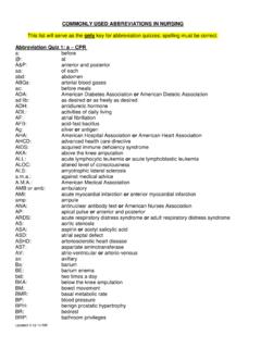 COMMONLY USED ABBREVIATIONS IN NURSING …