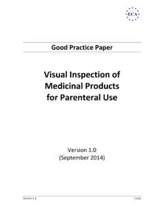 Visual Inspection of Medicinal Products for Parenteral Use