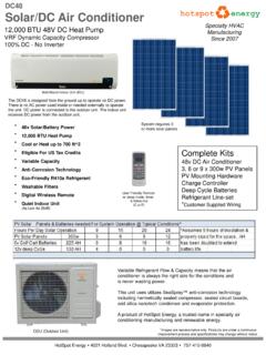 Specifications DC48 Solar Air Conditioner