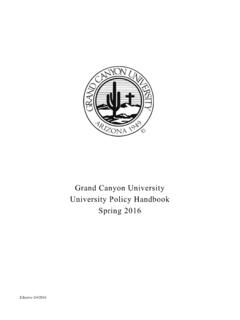 University Policy Handbook - Grand Canyon University