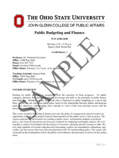 Public Budgeting and Finance - John Glenn College of ...