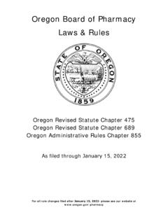 Oregon Board of Pharmacy Laws &amp; Rules