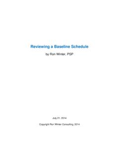 Reviewing a Baseline Schedule - Ron Winter …