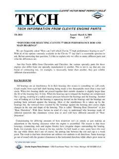 TECH INFORMATION FROM CLEVITE ENGINE PARTS