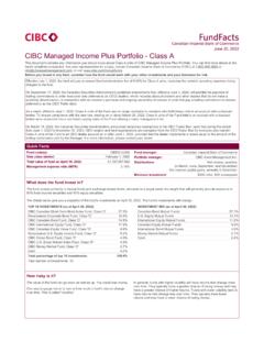 CIBC Managed Income Plus Portfolio Class A FUND FACTS