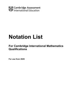 Mathematics Notation List 2020 - cambridgeinternational.org